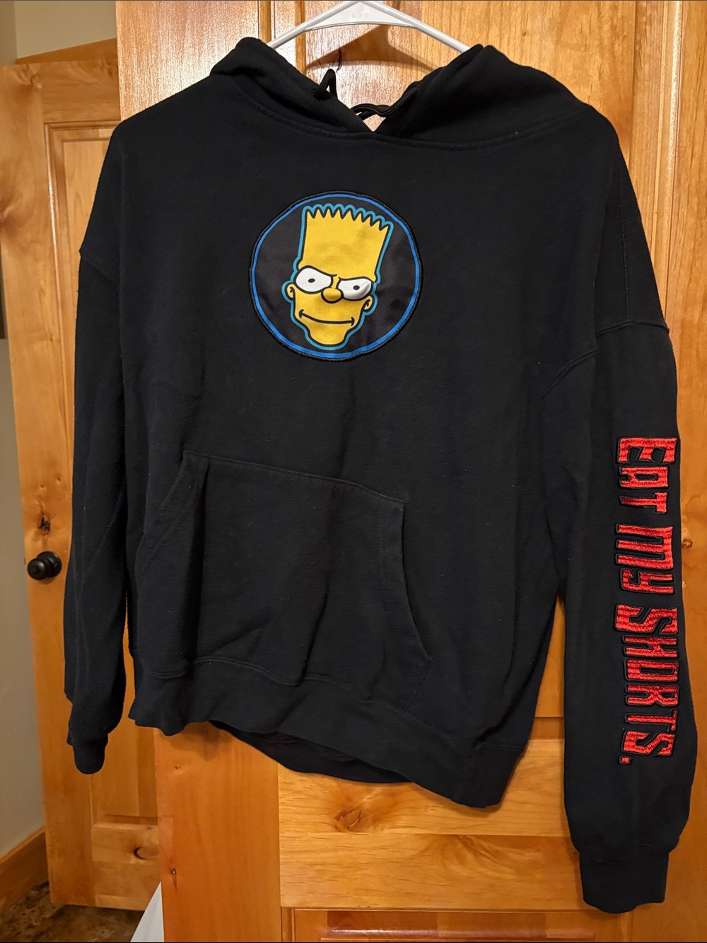 Black Graphic Bart Simpson Pullover Hoodie Sweatshirt